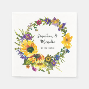 Serviette En Papier Mariage floral Fleur sauvage des tournesols