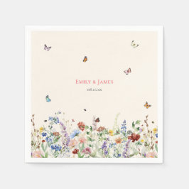 Serviette En Papier Mariage Floral Fleur sauvage rustique