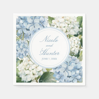 Serviette En Papier Mariage Floral Hydrangea Bleu Poussiéreux