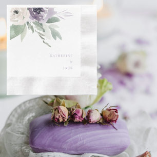 Serviette En Papier Mariage Floral Lavande Personnalisé Monnaie