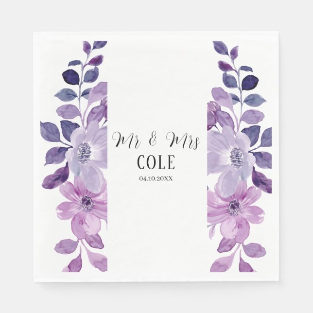 Serviette En Papier Mariage floral Lilac (Devant)