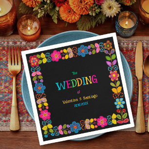Serviette En Papier Mariage floral mexicain moderne