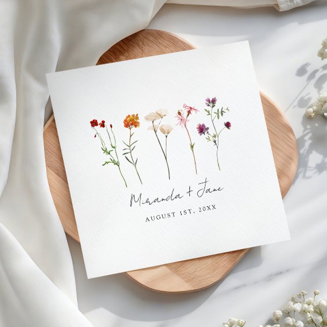 Serviette En Papier Mariage Floral Minimaliste Fleur des Champs Fierté (Créateur téléchargé)