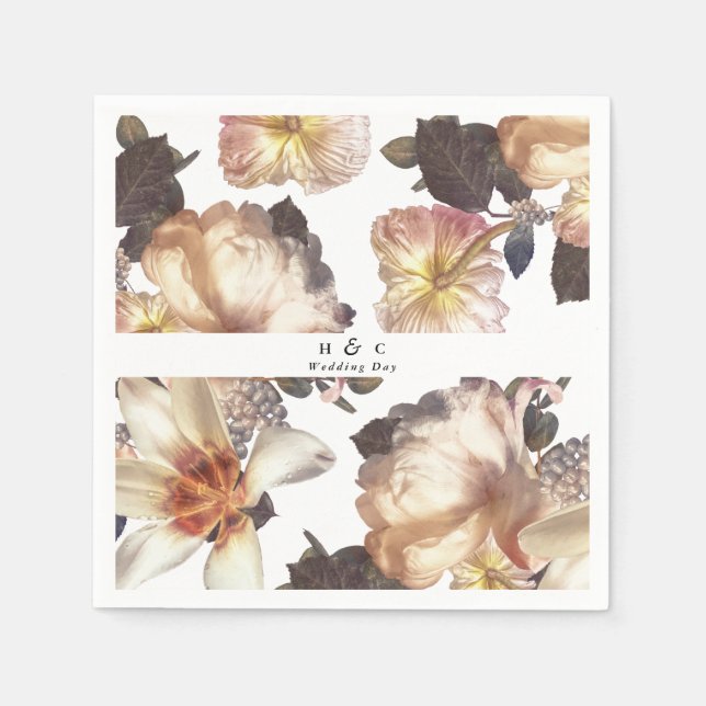 Serviette En Papier Mariage floral moderne romantique (Devant)