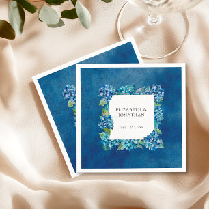 Serviette En Papier Mariage Floral Moderne Rustique aux Hortensias Ble