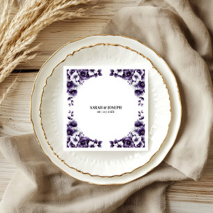 Serviette En Papier Mariage floral pourpre