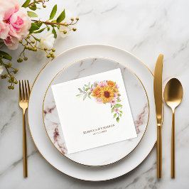 Serviette En Papier Mariage floral Rose de tournesol