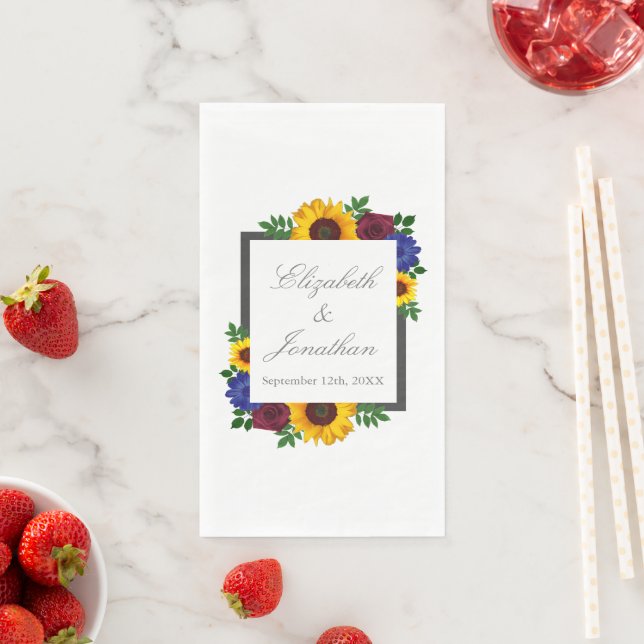 Serviette En Papier Mariage floral Rose de tournesol (En situation)
