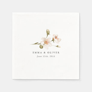 Serviette En Papier Mariage Floral Rose Pêche Personnalisé
