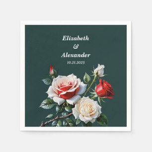 Serviette En Papier Mariage floral rose rose foncé