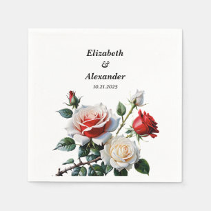 Serviette En Papier Mariage floral rose rose foncé