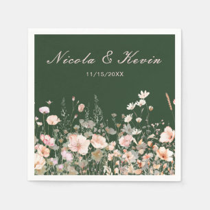 Serviette En Papier Mariage floral rose rose rose fleur sauvage