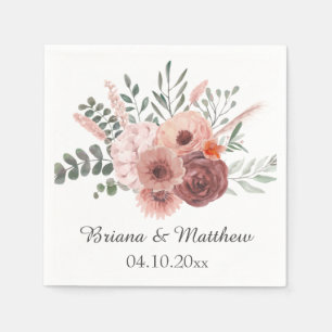 Serviette En Papier Mariage floral rouille