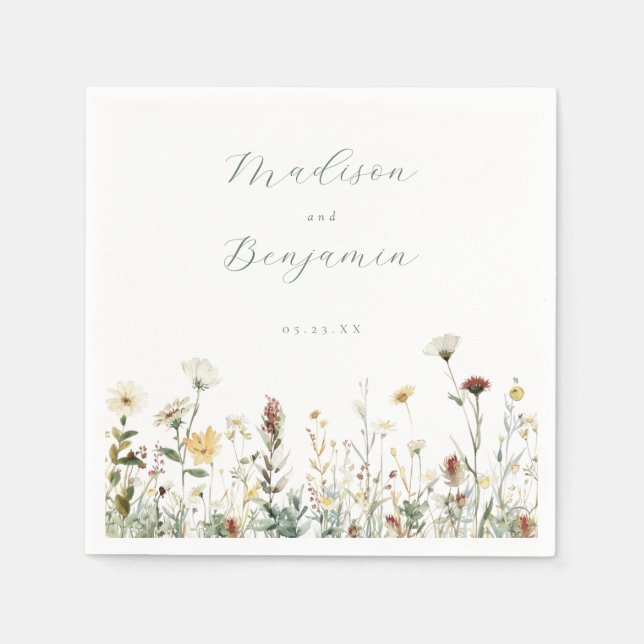 Serviette En Papier Mariage floral rustique (Devant)