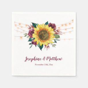 Serviette En Papier Mariage floral rustique du tournesol