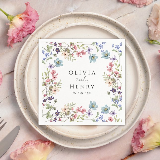 Serviette En Papier Mariage Floral Rustique fleur sauvage (Créateur téléchargé)