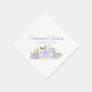 Serviette En Papier Mariage Floral Rustique Lavande violet