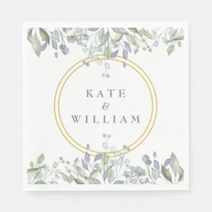 Serviette En Papier Mariage floral Sage et Lilac