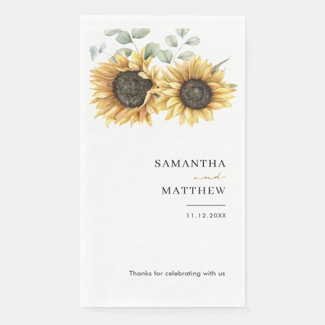 Serviette En Papier Mariage Floral Tournesol (Devant)