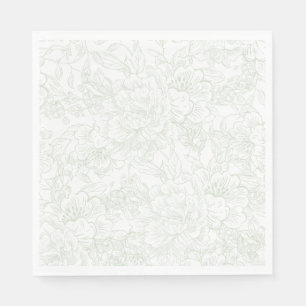 Serviette En Papier Mariage floral vert élégant de Chinoiserie