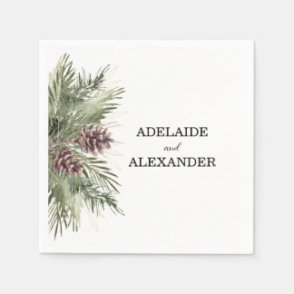 Serviette En Papier Mariage forestier de bois vert