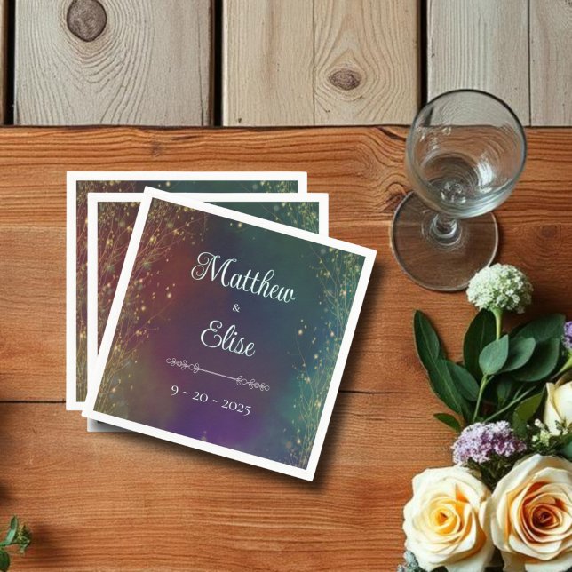 Serviette En Papier Mariage forestier rustique enchanté (Créateur téléchargé)