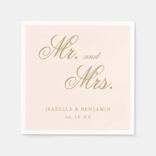 Serviette En Papier Mariage Formel Élégant Rose Traditionnel