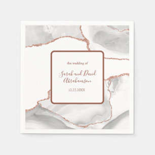 Serviette En Papier Mariage Formel Rose Gold Pailleté Agate
