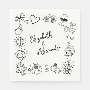 Serviette En Papier Mariage français original tiré à la main