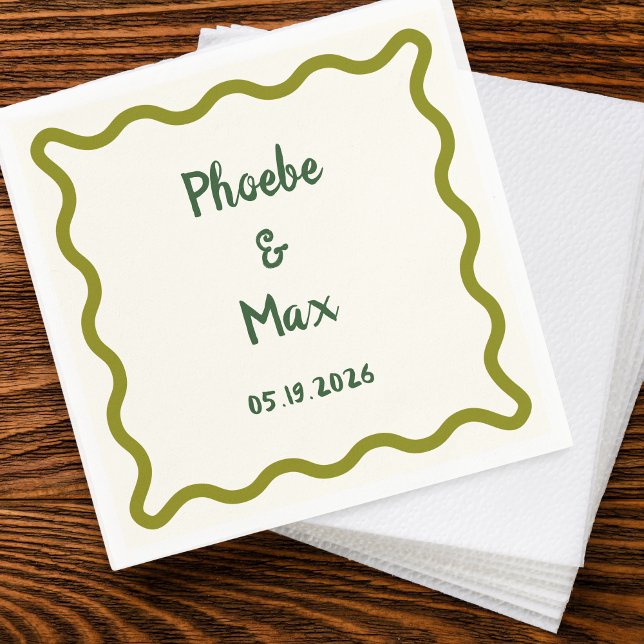 Serviette En Papier Mariage frontalier gras blanc manuscrit (Créateur téléchargé)