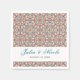 Serviette En Papier Mariage géométrique en treillis marocain