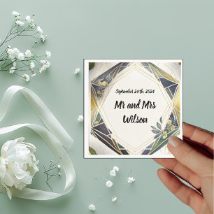 Serviette En Papier Mariage Géométrique Moderne avec Petites Fleurs