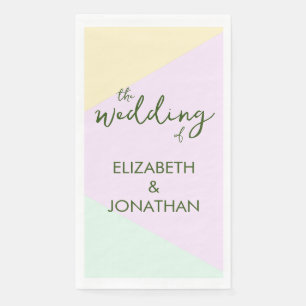Serviette En Papier Mariage Géométrique Pastel Atténué