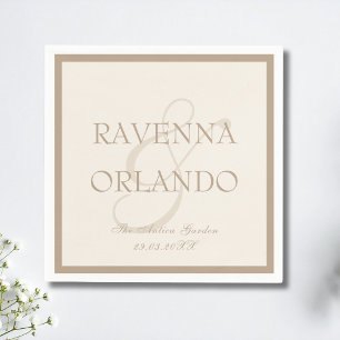 Serviette En Papier Mariage Glamour Intemporel Taupe Ivoire Vieille Fo