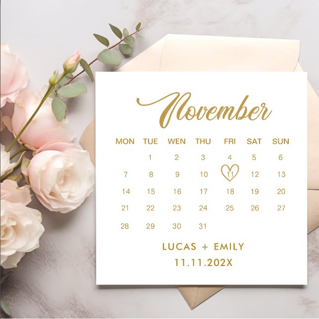 Serviette En Papier Mariage Gold du calendrier novembre (Créateur téléchargé)