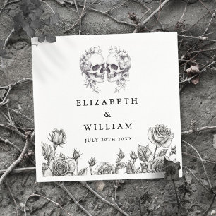 Serviette En Papier Mariage gothique crânes floraux élégants