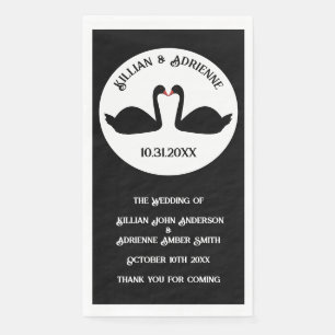 Serviette En Papier Mariage gothique cygnes noirs s'embrassant personn
