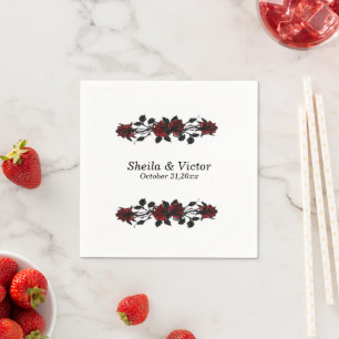 Serviette En Papier Mariage gothique de Rose rouge