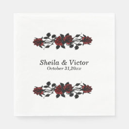 Serviette En Papier Mariage gothique de Rose rouge