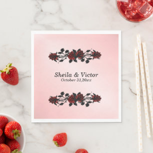 Serviette En Papier Mariage gothique de Rose rouge