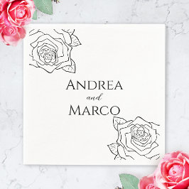 Serviette En Papier Mariage gothique Rose Noire Et Blanc
