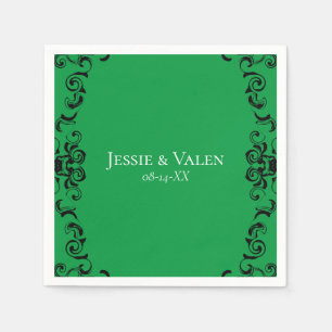 Serviette En Papier Mariage gothique vert et noir