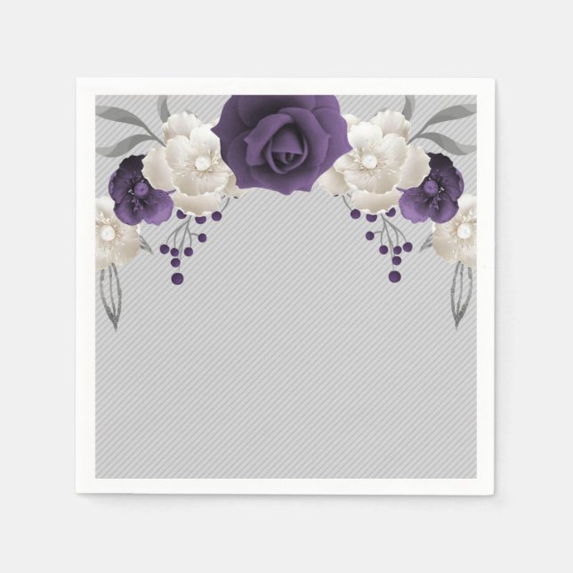 Serviette En Papier mariage gris pourpre et poussiéreux (Devant)