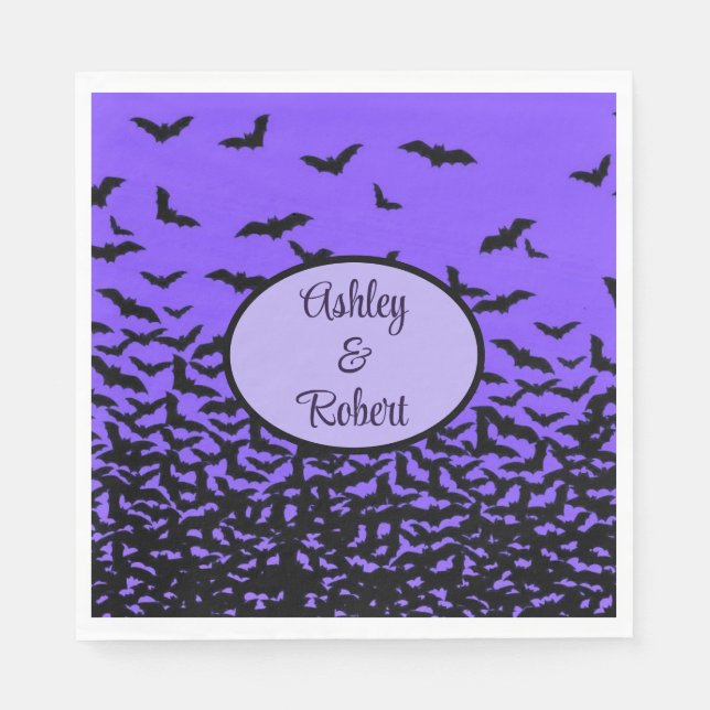 Serviette En Papier Mariage Halloween Personnaliser les noms Voler hor (Devant)