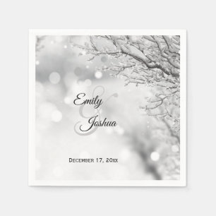Serviette En Papier Mariage hivernal avec neige mousseuse et glace