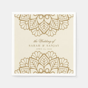 Serviette En Papier Mariage indien Mandala or ou Sangeet