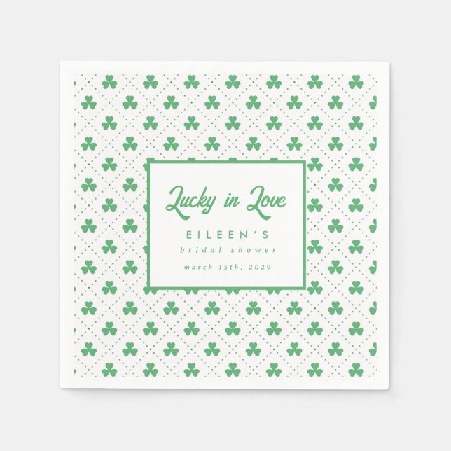 Serviette En Papier Mariage irlandais de la Saint-Patrick Trèfle Vert (Devant)