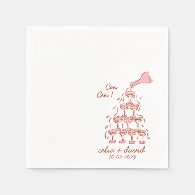 Serviette En Papier Mariage italien Cin Cin (Devant)