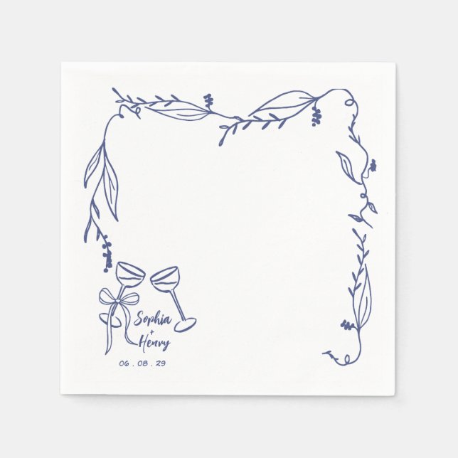Serviette En Papier Mariage italien fantaisiste (Devant)