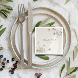 Serviette En Papier Mariage Jasmine Floral Boho Napkins